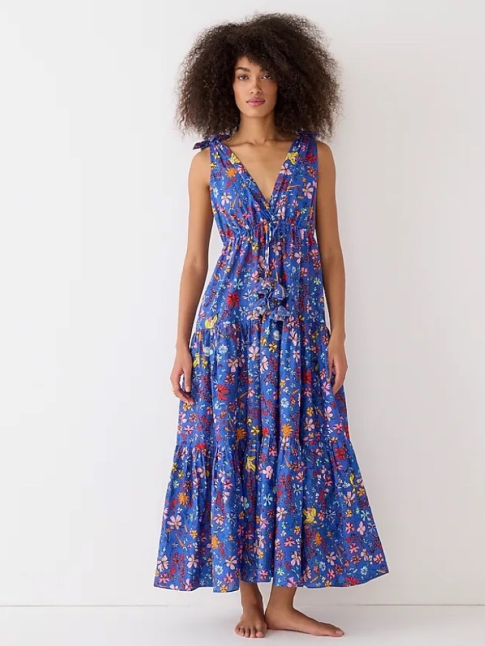 J. Crew Dauphinette X J.Crew tie-shoulder maxi cover-up dress in cornucopia flor